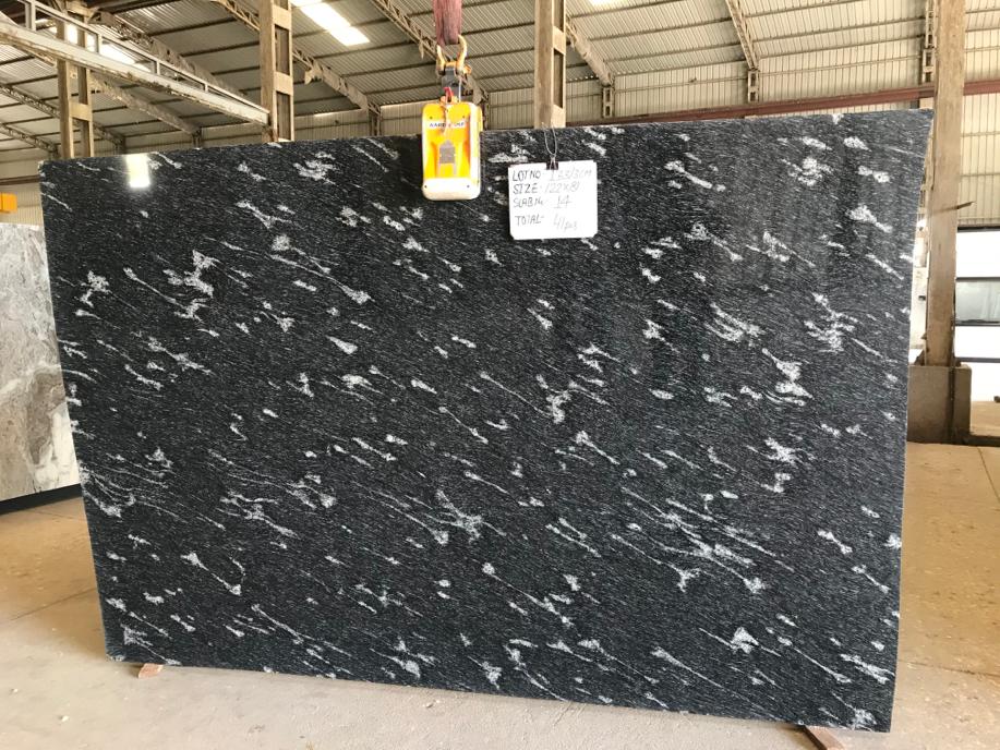 Fish Black Granite Gangsaw Slabs Manufacturer & Exporter in India